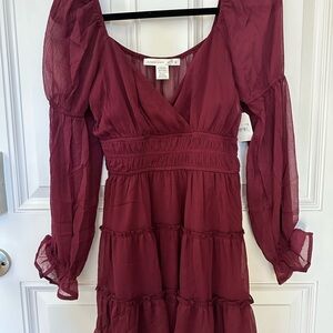 Altar’d State Brynn Long Sleeve Burgundy Dress size Medium